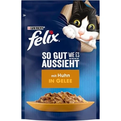 Imagen de FELIX Comida para Gatos húmeda en gelatina, con Pollo, 26 Unidades (26 x 85 g)