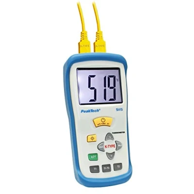 Imagen de PeakTech P 5115 de 2 canal profesional digital Termómetro con pantalla Grande para Tipo K Sonda/térmica Elementos 50 + 1300 C 3 1/2 dígitos gradc/gradf