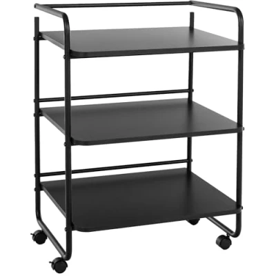 Imagen de Carrito de Servicios PL902 con Ruedas &amp; 3 Niveles I Mesa Auxiliar Servicio Salón, Cocina, Estética I, Color:Negro