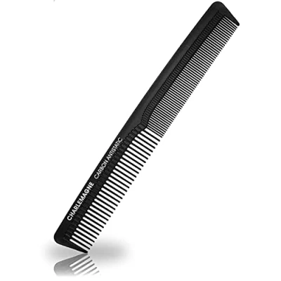 Imagen de peine para el cabello Charlemagne de carbono Premium irrompible y barba hombre antiestático doble cara del pelo peinado hombres mujeres