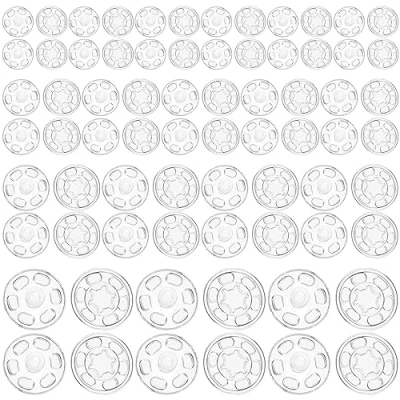 Imagen de 100 Pares Botones de Presion,Corchetes Presion Plastico,Snaps PlasticoTransparente,Corchetes Costura,para Costura Prendas,Bricolaje,Manualidades,7 mm,12 mm,15 mm,20 mm