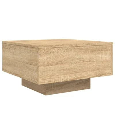 Imagen de vidaXL Mesa de Centro con Luces LED Roble Sonoma 55x55x31 cm