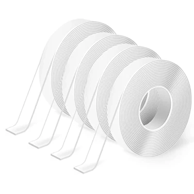 Imagen de Art3d cinta de doble cara muy resistente, 4 rollos 305 cm, se puede retirar, no deja marcas, lavable, reutilizable, multiusos como ve en la imagen, 1 mm x 4,27 cm unidades