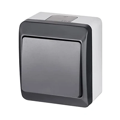 Imagen de ELEKTRO PLAST HERMES Montaje en superficie 1 compartimento Sencillo interruptor IP44 Resistente al agua Exterior Antracita Gris