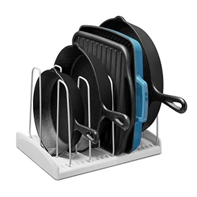 Imagen de YouCopia 50161 StoreMore Soporte de utensilios cocina Organizador sartenes ajustable, Acero aleación plástico, Jardín blanco/opulento
