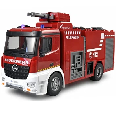 Imagen de Amewi 22503 Mercedes Benz Camión de Bomberos 1:18 RC Modelo 100% RTR Incl. Rojo