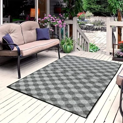 Imagen de ARSUK Alfombra de Paja plástico para Exteriores Patio, 180x120 cm, Manta Picnic en la Playa, Reversible jardín, Camping, Porche Caravana, Cubierta, balcón