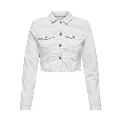 Imagen de ONLY Onlwonder LS Cropped Dnm Gua Chaqueta Vaquera, Blanco, XL para Mujer