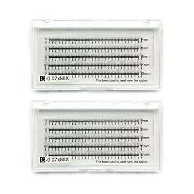 Imagen de Extensiones de pestañas 5D volumen 2 bandejas 0.07mm C 8 12mm Longitud mezcla falsas rusas racimo ventiladores prefabricados (5D*2pcs)