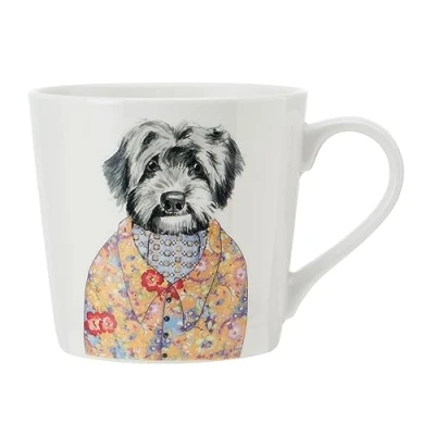 Imagen de Mikasa Tipperleyhill Taza de Porcelana con Estampado Cockapoo, 380ml Fina Detalles Oro Real, para Té y Café Impresión Animales, Caja Regalo