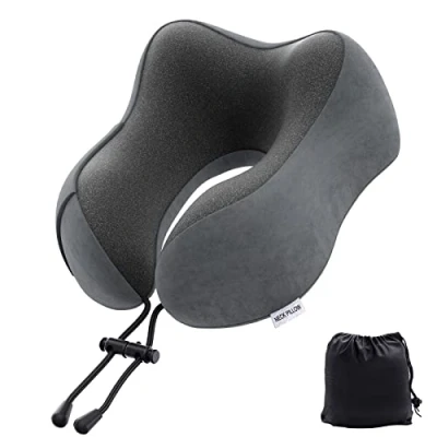 Imagen de almohada de viaje espuma viscoelástica para el cuello, paquete rápido ligero tren avión, apoyo cuello del coche, viajes y acampar