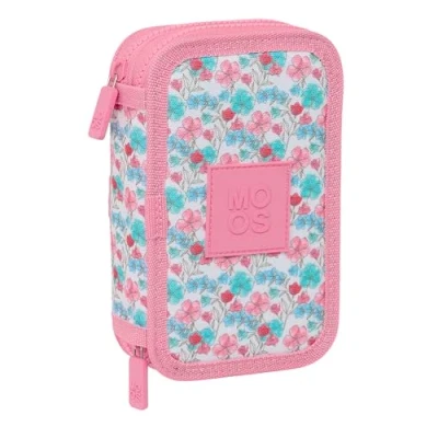 Imagen de Safta Moos Flores Estuche Escolar Niño, con Colores, 28 Útiles Incluidos, Ideal para Niños de 5 a 14 Años, Cómodo y Versátil, Calidad Resistencia, 12.5x4x19.5 cm, Color Multicolor