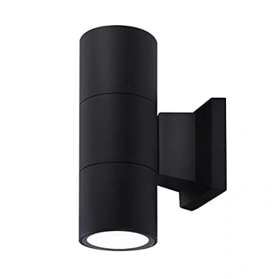 Imagen de wonderlamp Aplique de pared Exterior Chill, 65W, Impermeable IP44, Lámpara Moderno, Cilíndrico, Negro, 2 Luces GU10