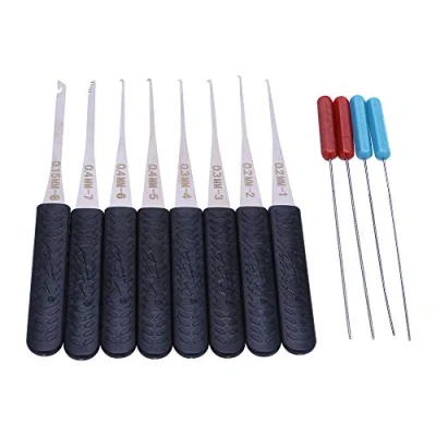 Imagen de Loboo Idea Broken Key Extractor Set Home Depot Cerrajería Herramienta Extracción Ganchos LockPick (12 piezas, Negro)