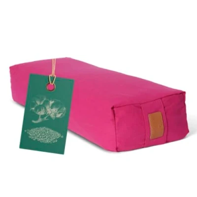 Imagen de #DoYourYoga Yogabolster Rectangular Paravati con Cáscaras de Trigo Sarraceno Orgánico Cojín Meditación, Yin Yoga &amp; Pilates Funda Lavable Algodón 100% 67 x 13 cm/Rosa Cerdito
