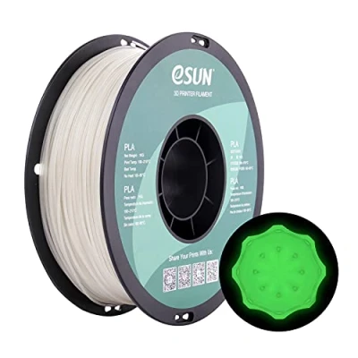Imagen de eSUN Filamento PLA Glow 1.75mm, in the Dark Verde para Impresora 3D, Precisión Dimensional +/ 0.05mm, 1KG Carrete (2.2 LBS) Fluorescente Impresión Luminoso