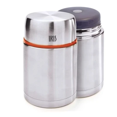 Imagen de Iris Barcelona Termo Comida Lunchbox, Fiambrera Térmica de Acero Inox para Alimentos Sólidos Calientes y Fríos, Conserva Temperatura hasta 9 Horas, Doble Tapa con Válvula Descompresora 0,75 l