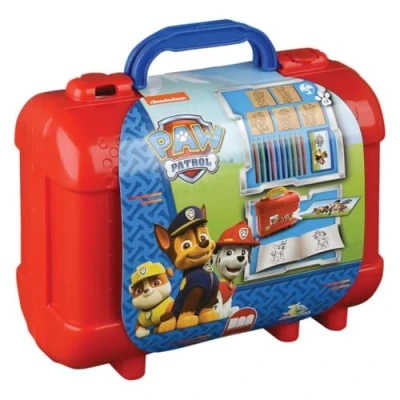 Imagen de Multiprint Valija Travel Set Paw Patrol Boy, Made in Italy, Libro para Colorear, con Rompecabezas y Lápices, Sellos Niños Persolanizados, en Madera Caucho Natural, Tinta Lavable no Tóxica, Idea de Regalo,, 42903