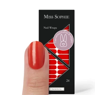 Imagen de Miss Sophie Lámina de uñas &quot;Too Hot For You&quot;, Monocolor, Rojo, Nail Wraps 24 láminas autoadhesivas ultrafinas larga duración