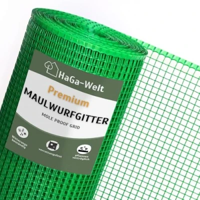 Imagen de HaGa® Rejilla antitopos de 5 m x 1,2 Br plástico, protección contra topos en verde, compatible con plantas, resistente a la putrefacción, duradera, parada jardín,