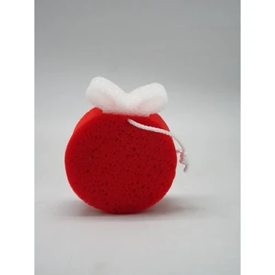 Imagen de martini SPA Xmas Collection Esponja de cuerpo suave contorneada con cordón poliuretano, color blanco y rojo, 10 x 12 4 cm, 9 g, 1 unidad