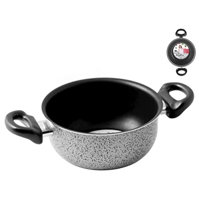 Imagen de HOME Salt Peper Cazuela 2 Asas Antiadherente Pimentero 24 cm Olla de cocción, Aluminio, Multicolor, Metal