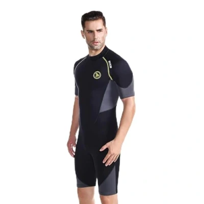 Imagen de ZCCO Traje de Buceo Corto para Hombre, 1.5mm Neopreno Alta Elasticidad con Cremallera en la Espalda, Manga Corta Pesca submarina, Snorkel, Surf, piragüismo, Buceo(4XL)