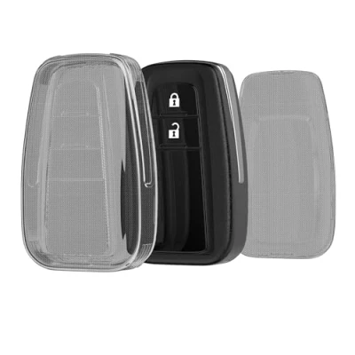 Imagen de kwmobile Carcasa para Mando Compatible con Toyota Llave de Coche 2 Botones Smart Key Funda Llaves TPU Transparente Negro/Transparente