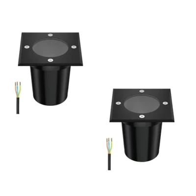 Imagen de ledscom.de 2 piezas Lámpara empotrable de suelo RELI para exteriores, IP67, negra, angular, 11 x 11cm, 1x GU10 máx. 15W