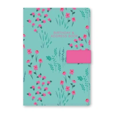 Imagen de Libreta de direcciones telefónicas A Z con tapa dura A5 cierre magnético (rosa floral)