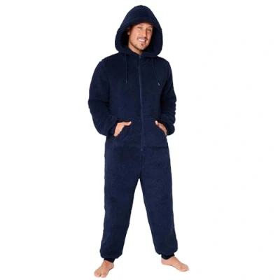 Imagen de Pijama Hombre Entero Mono Hombre, Onesie con Cierre Cremallera Completo, Talla M 3XL, Regalo Navidad (Azul Marino, L)