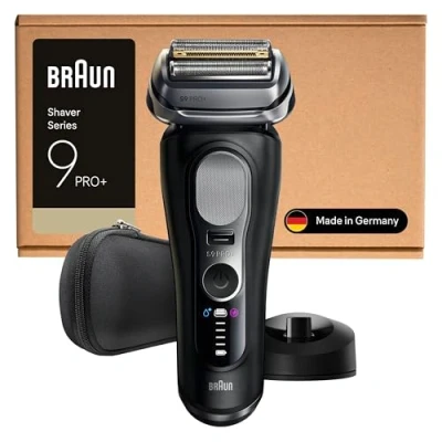 Imagen de Braun Afeitadora Eléctrica Hombre Series 9 PRO+, Máquina De Afeitar Barba En Seco Y Mojado Con Tecnología 5+1, Inalámbrica, 60 Min Uso, Base Carga, Estuche Viaje, 9610SI, Negro