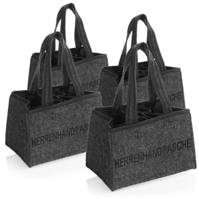 Imagen de COM FOUR® Bolsa para 4 Botellas de Fieltro con Asas Bebidas Portabebidas 6 Plegable piezas Botellasl (04 bolso hombre)