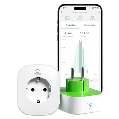 Imagen de EIGHTREE Enchufe Inteligente para Solar Policristalino, Medición Bidireccional del Consumo y la Generación de Electricidad, Compatible con Alexa, Google Home SmartThings, 2,4 GHz Wi Fi, 16A 3680W