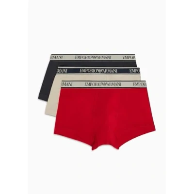Imagen de Emporio Armani Stretch Cotton Core Logoband 3 Pack Trunk Hombre, Multicolor (Nude/Marine/Red), XL