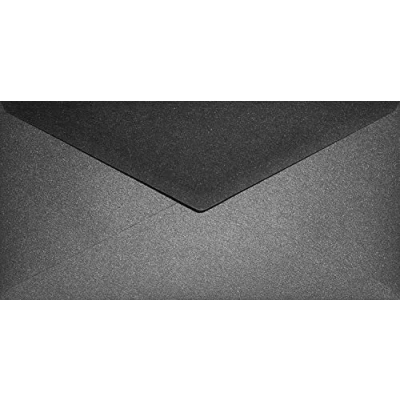 Imagen de Netuno 25 sobres largos nacarados negros DIN DL 110x220mm 120g Aster Metallic Black solapa engomada puntiaguda sin ventana metalizados americanos para invitaciones tarjetas boda menú convite dinero