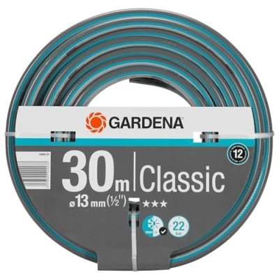 Imagen de Gardena Classic, Manguera, 13 mm, 1/2 pulgadas, 30 m, sin accesorios, Color Gris, Naranja, 35.6 x 25.4 cm