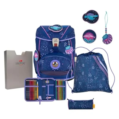 Imagen de DerDieDas Ergoflex Deep Ocean 2023 Mochila escolar (5 piezas), azul,