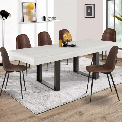 Imagen de IDMarket Phoenix Mesa de comedor extensible rectangular (6 10 personas, madera, 160 200 cm), color gris