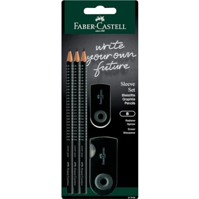 Imagen de Faber Castell 217059 Blister 3 láp. Grip 2001 b, goma y afila sleeve mini.