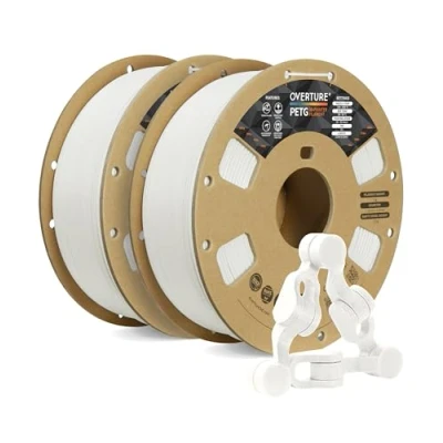 Imagen de OVERTURE PETG Filamento 1.75 mm, de Impresora 3D, 2 kg (4.4 lb), Precisión Dimensional 99% Probabilidad +/ 0.02 la Mayoría FDM (Blanco*2)