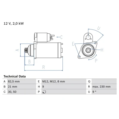 Imagen de BOSCH 0 986 018 380 Motor de arranque 12 2 9 VOLKSWAGEN: LT 28 46 Kasten, 35 II Bus