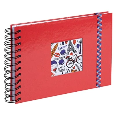 Imagen de Exacompta 15136E Álbum de fotos espiral FRENCH&#039;CLASS 50 páginas blancas formato 23 x 16 cm tapa roja en papel plastificado con cierre elástico