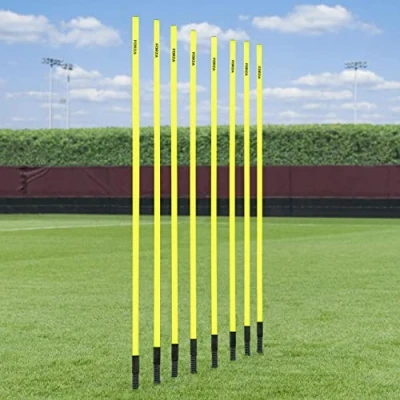 Imagen de FORZA Palos de Slalom para Entrenamientos Base Goma Opcional Césped Artificial (1,5m o 1,8m Alto) (Palo con Muelle, Pack 8)