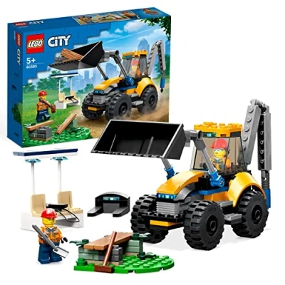 Imagen de LEGO 60385 City Excavadora de Obra, Vehículo Construcción para Niños y Niñas 5 Años o Más, Personalizable, Mini Figuras, Regalo Cumpleaños