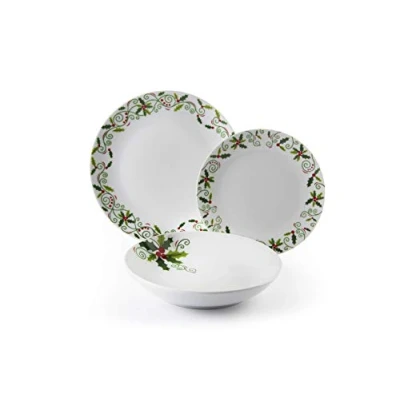 Imagen de Excelsa Christmas Holly Vajilla de 18 piezas, porcelana