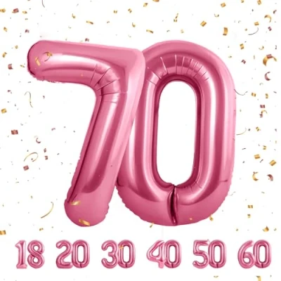Imagen de Globos de Cumpleãnos Numeros 70 Oro rosa,101 CM Globo Gigantes Grandes Decoracion,Globo Numero Niño Niña Adultos decorazione,Vuelan con Helio