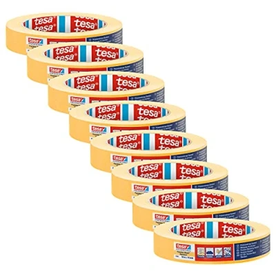 Imagen de tesa Precision 4344 Cinta de carrocero profesional (8 unidades, 50 m x 19 mm), color naranja