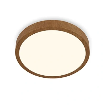 Imagen de BRILONER Lámpara de Techo LED, Madera, Luz Blanca Cálida, Superficie, Aspecto Ø380x50 mm