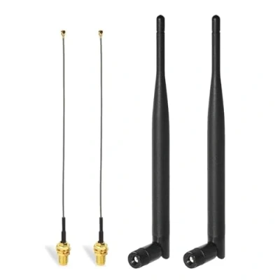 Imagen de Bingfu Antena WiFi Doble Banda 2.4GHz 5GHz 5.8GHz 6dBi RP SMA,Cable 15cm IPEX IPX U.FL a SMA Hembra (2 Paquete) para Intel Fenvi HP DELL Tarjeta de Red Inalámbrica Mini PCI Express PCIE